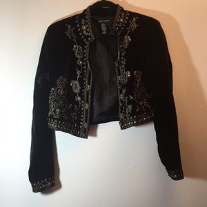 Black velvet embroidered bolero jacket
